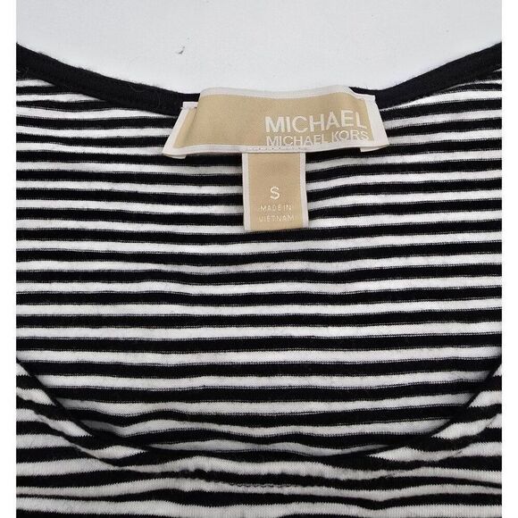 Michael Kors Blue and White Striped Cold Shoulder Top S - Picture 3 of 5